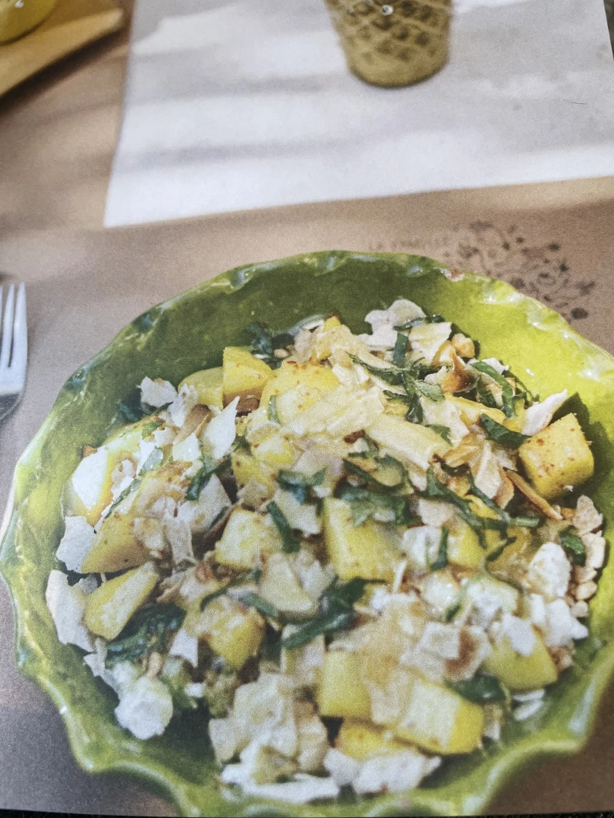 Salade de chou fleur, pomme, yaourt à l'ail (pour 6 personnes)
