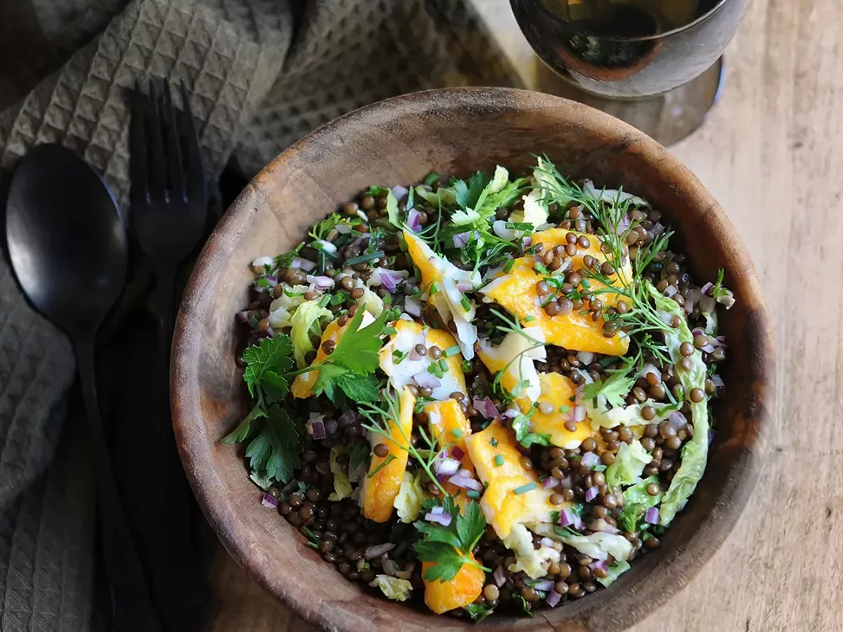Salade De Lentilles Et De Chou Chinois Au Haddock Poché