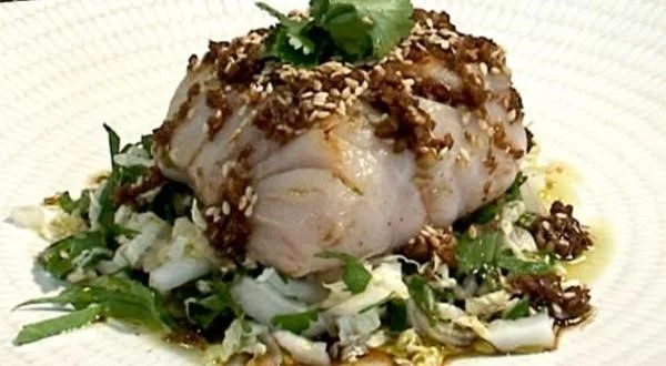 Lieu jaune choux chinois sauce thaï