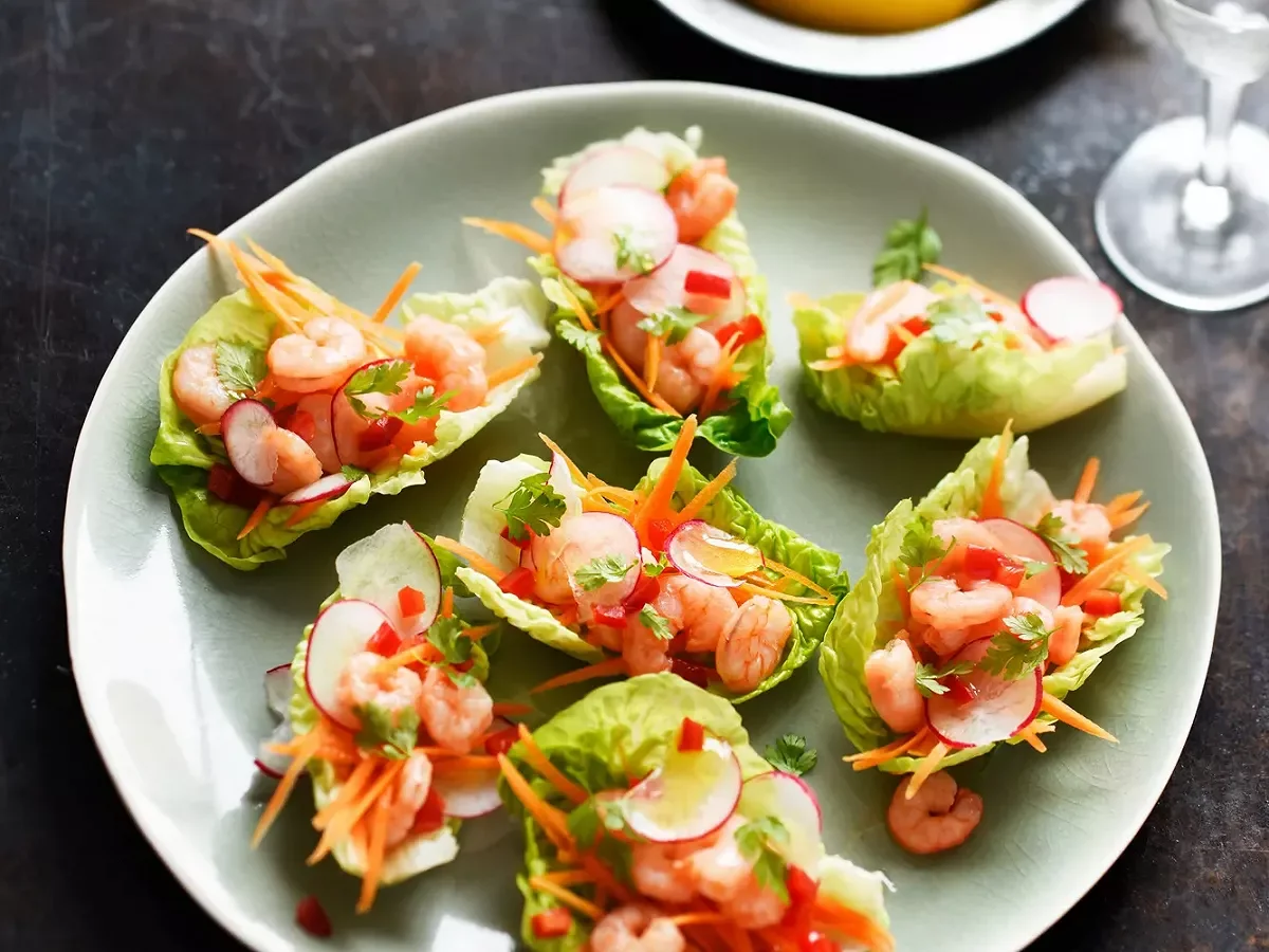 Paniers De Sucrine Aux Crevettes Et Légumes Au Citron