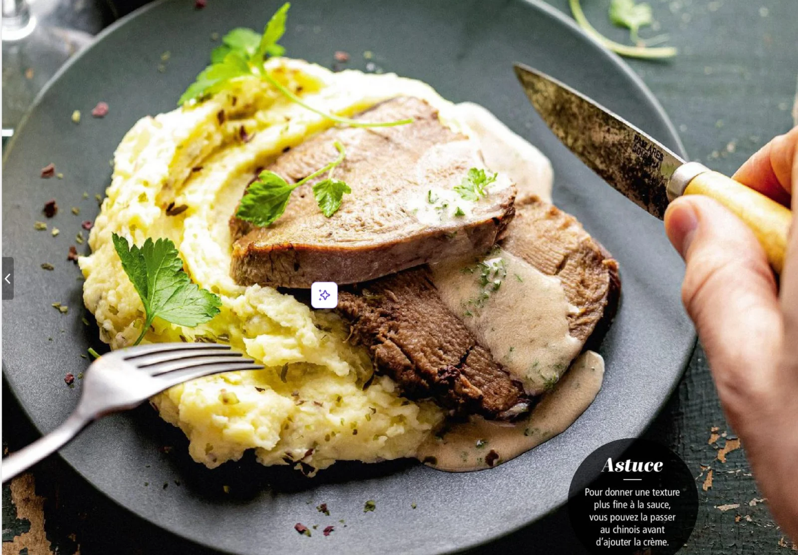 Langue de boeuf au cidre et purée