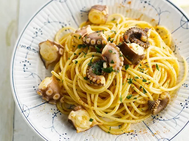 Spaghettis aux poulpes