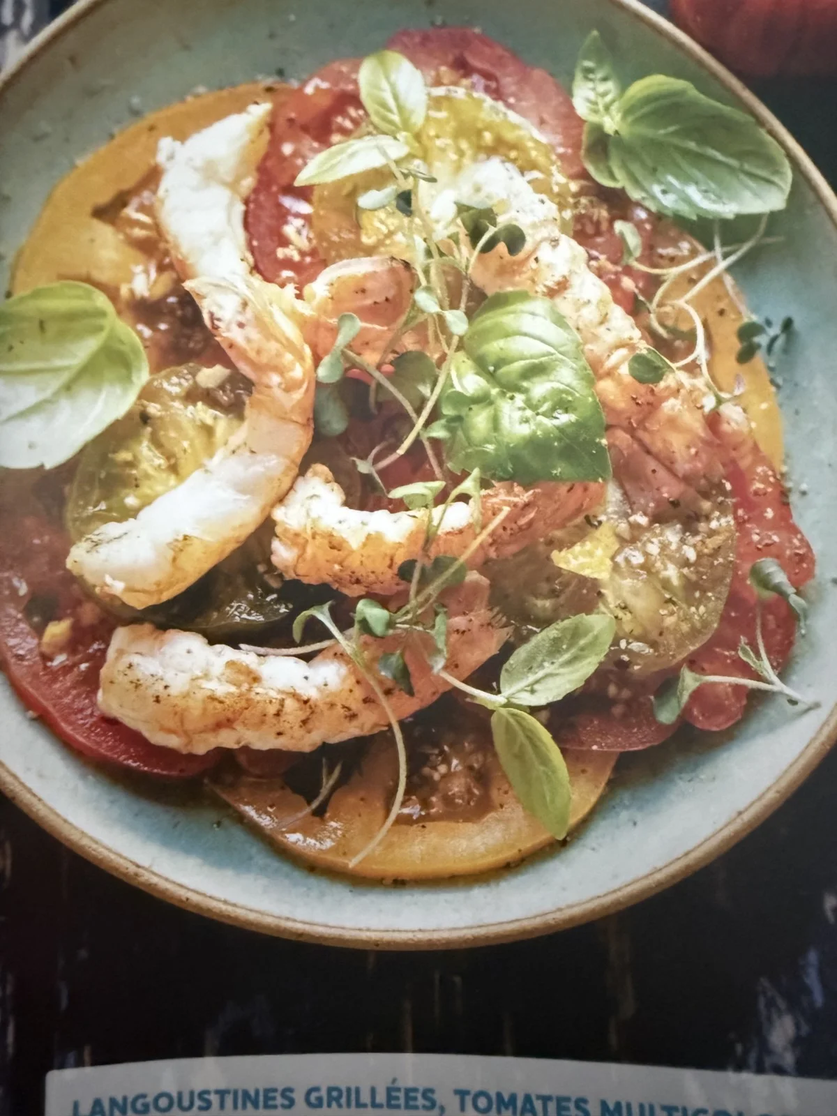 Langoustines Grillés, Tomates Multicolores Au Basilic