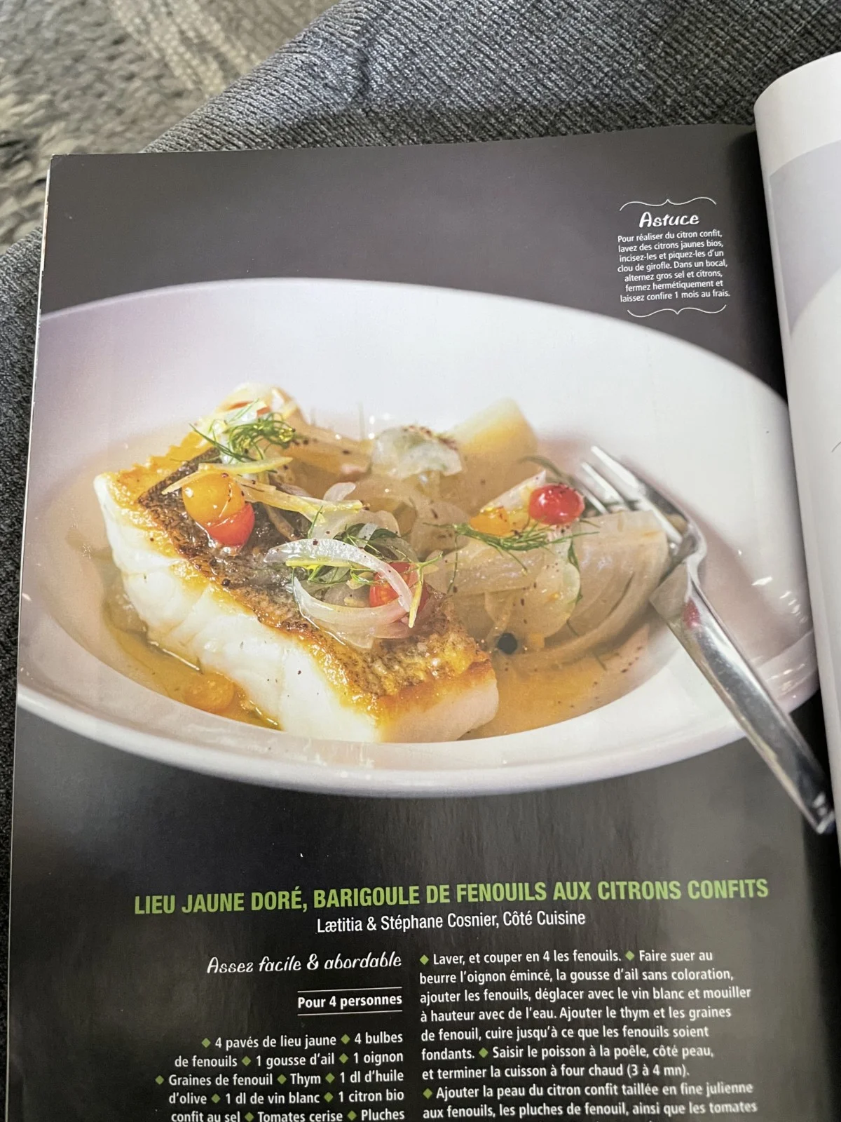 Lieu Jaune Doré, Barigoule De Fenouils Aux Citrons Confits