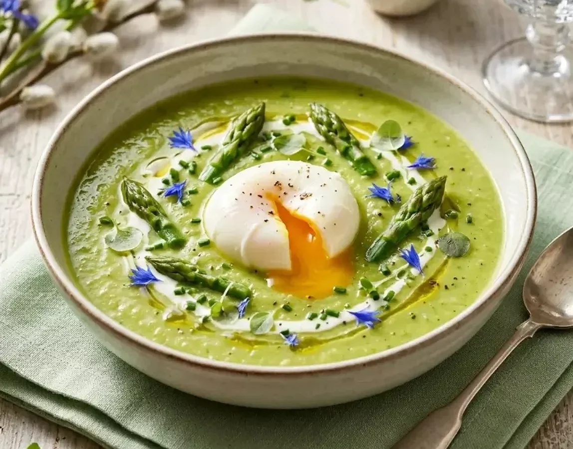 Velouté D’asperges Et Œuf Mollet