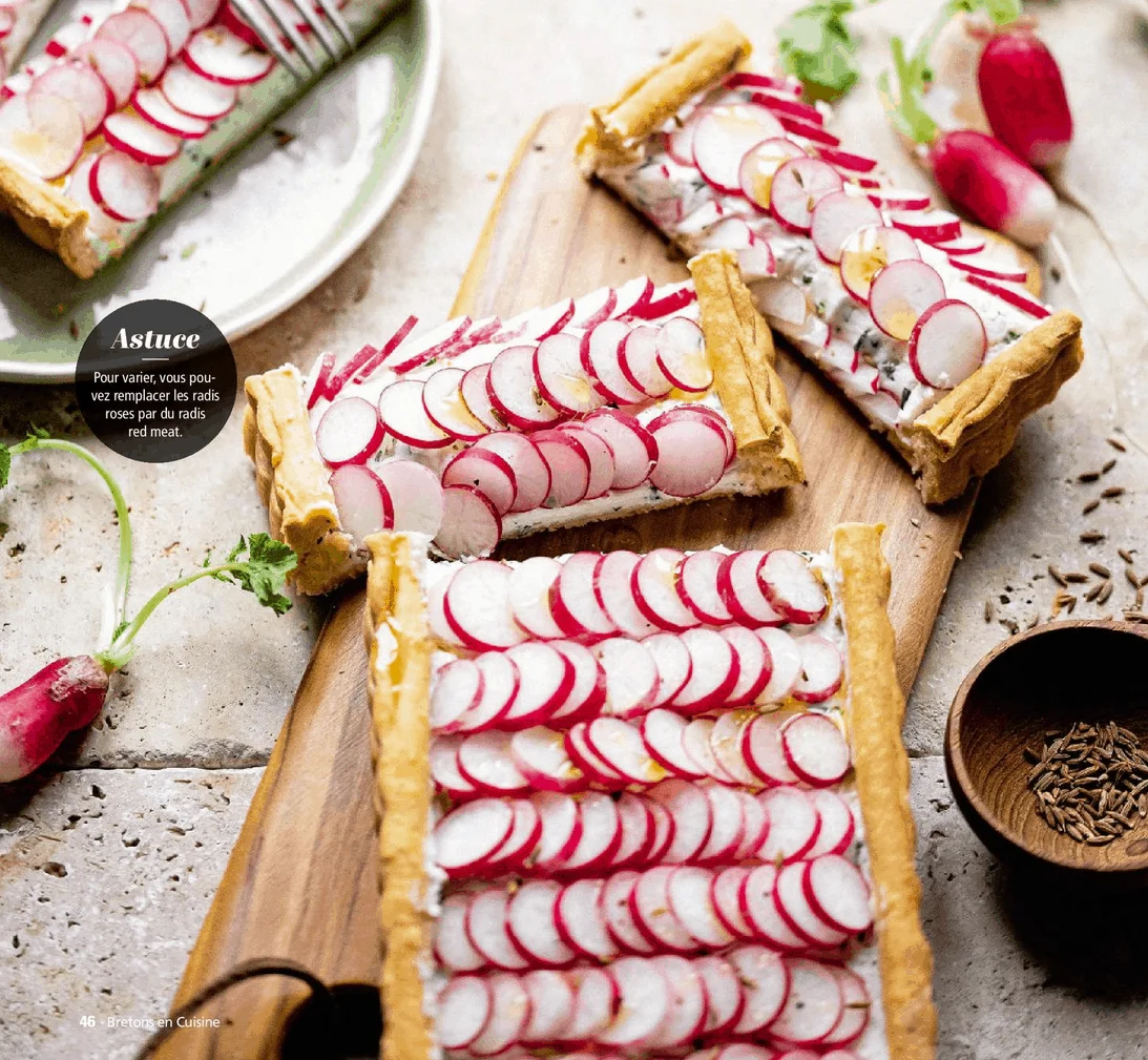 Tarte aux radis et chèvre frais