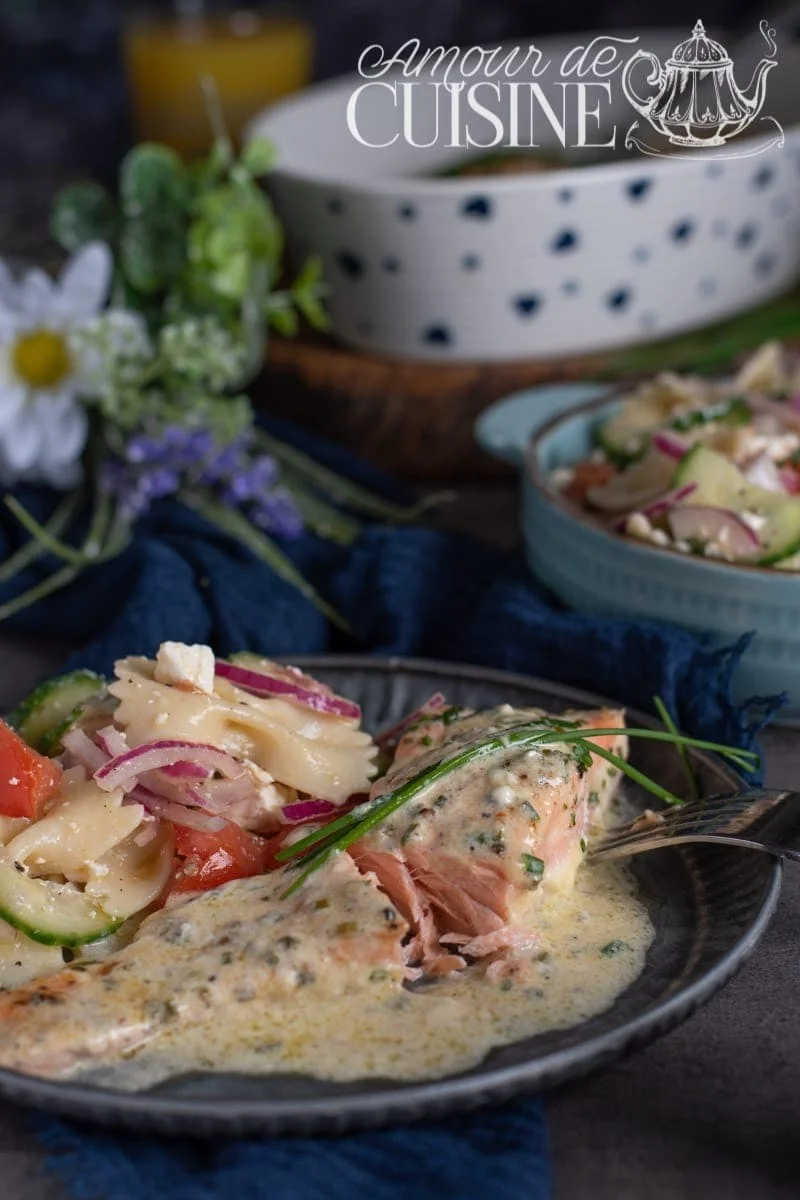 Pavés De Saumon Au Four Crème Citron Et Ciboulette